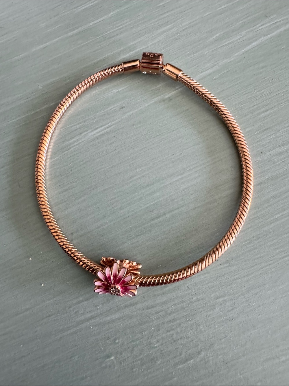 Pandora Rose Gold Bracelet with Pink Floral Charm